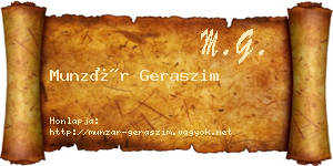 Munzár Geraszim névjegykártya